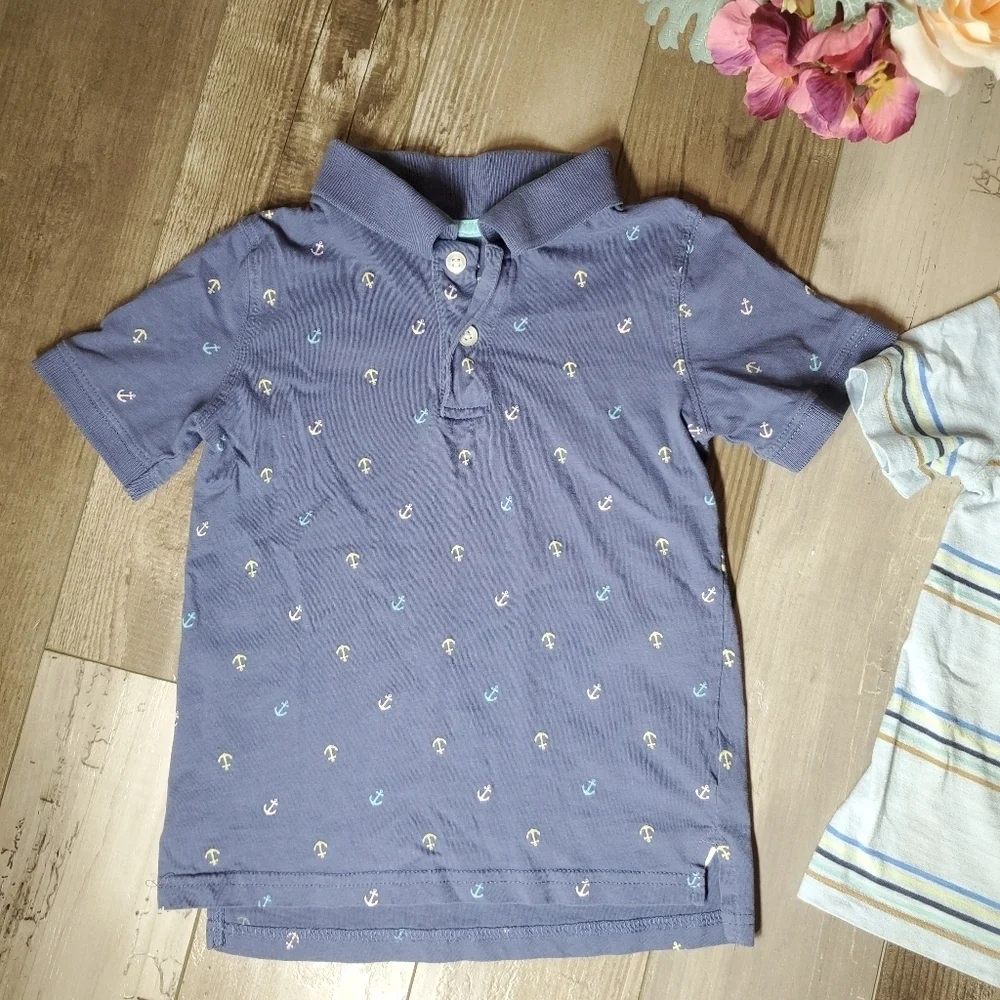 Carter's & Garanimals Boys Size 5 Casual Blue Short Sleeve Shirt Bundle EUC